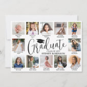 Faire-part Photo Collage & Captions Trendy Script Graduation (Devant)