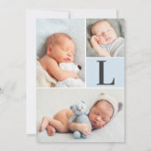 Faire-part Photo Collage de bébé Pale Blue (Dos)