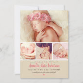 Faire-part Photo Collage de bébé rose doux (Devant)