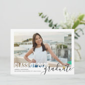 Faire-part Photo Collage Modern Script Graduation Open House (Debout devant)