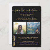 Faire-part Photo Collage Moderne Black Graduation Open House (Dos)