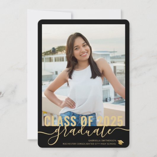 Faire-part Photo Collage Moderne Black Graduation Open House (Devant)