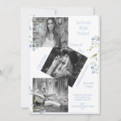 Faire-part Photo Collage Personalized Blue 4 Photo Graduation (Devant)