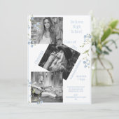 Faire-part Photo Collage Personalized Blue 4 Photo Graduation (Debout devant)