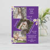 Faire-part Photo Collage personnalisé 4 images violet (Debout devant)