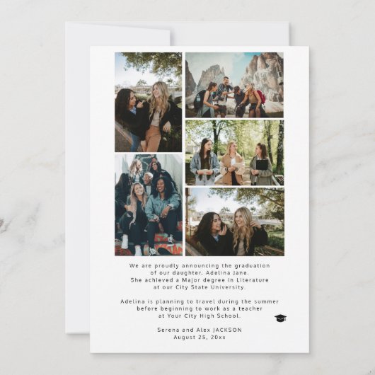 Faire-part Photo collage script de diplôme diplôme graduation (Dos)