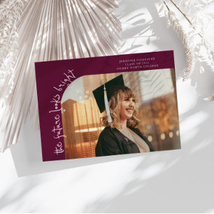 Faire-part Photo cranberry incurvé brillant avenir