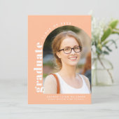 Faire-part Photo d'arche de pêche moderne 2024 Diplômé (Debout devant)