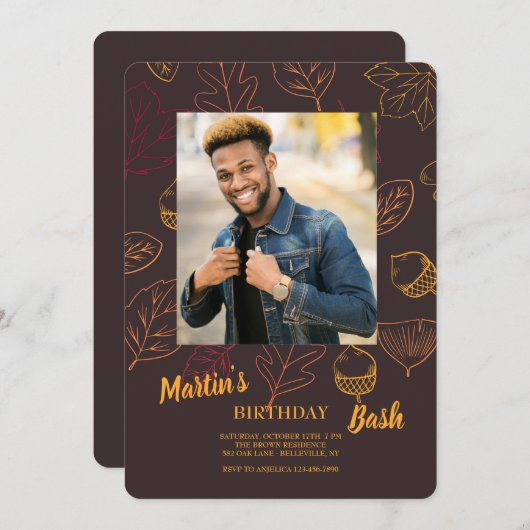 Faire-part photo d'automne chaleureux (Devant / Derrière)