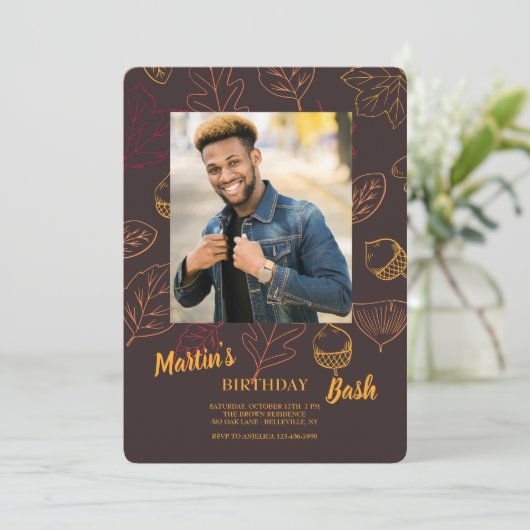 Faire-part photo d'automne chaleureux (Debout devant)