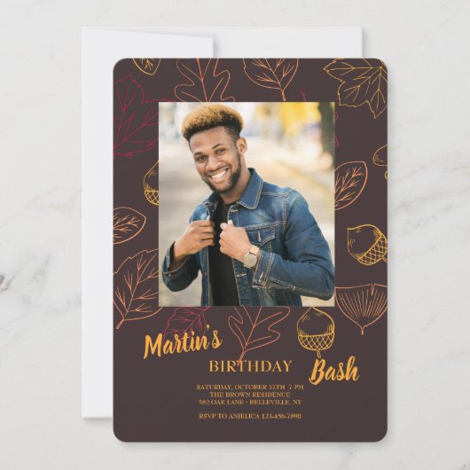 Faire-part photo d'automne chaleureux (Devant)