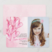 Faire-part photo de ballons roses (Devant / Derrière)