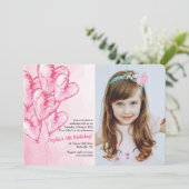 Faire-part photo de ballons roses (Debout devant)