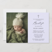 Faire-part photo de baptême mexicain lavande (Devant)