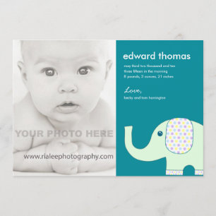 Faire-part photo de bébé éléphant
