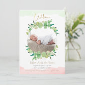 Faire-part Photo de bébé Eucalyptus Naissance Moderne (Debout devant)