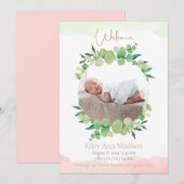 Faire-part Photo de bébé Eucalyptus Naissance Moderne (Devant / Derrière)