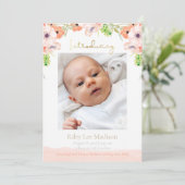 Faire-part Photo de bébé Fleurs de pêche Moderne Naissance (Debout devant)