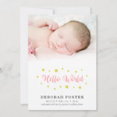 Faire-part Photo de bébé Hello World Birth (Devant)
