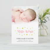 Faire-part Photo de bébé Hello World Birth (Debout devant)