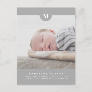 Faire-part PHOTO DE BÉBÉ Moderne minimaliste