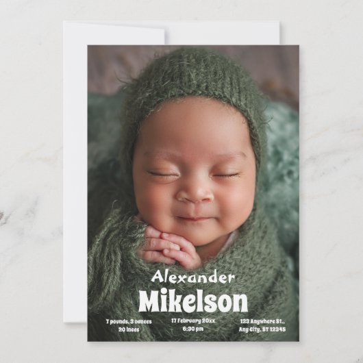 Faire-part Photo de bébé Naissance moderne (Devant)
