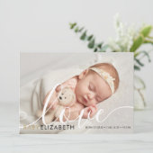 Faire-part Photo de bébé Script moderne Amour Élégant Naissan (Debout devant)