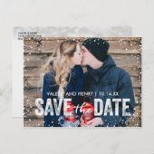 Faire-Part Photo de Chute de Neige en Hiver Rustiq (Devant / Derrière)