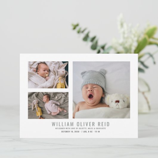 Faire-part Photo de collection de bébé moderne (Debout devant)