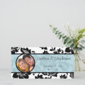 Faire-part photo de couleur noire/bleue en Damas (Debout devant)