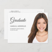 Faire-part photo de diplôme blanc invitation (Devant / Derrière)