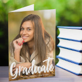 Faire-part Photo de diplômé chic moderne plié avec texte manu