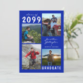 Faire-part Photo de diplôme écrite à la main Royal Blue (Debout devant)