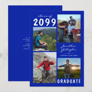 Faire-part Photo de diplôme écrite à la main Royal Blue