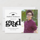 Faire-part Photo de diplôme moderne audacieux graphique noir  (Devant)