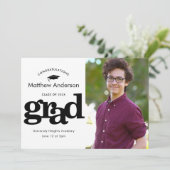 Faire-part Photo de diplôme moderne audacieux graphique noir  (Debout devant)