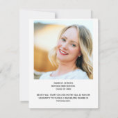 Faire-part Photo de diplômé moderne avec superposition de scr (Dos)