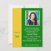 Faire-part photo de diplôme noir et jaune (Devant)