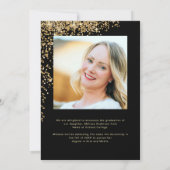 Faire-part Photo de diplômé or ballons bleus marine (Dos)