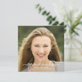 Faire-part photo de diplôme Script manuscrit (Debout devant)