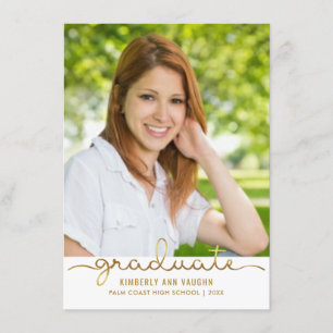 Faire-part Photo de diplôme Simple do-it-yourself Gold Stripe
