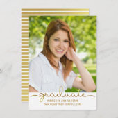 Faire-part Photo de diplôme Simple do-it-yourself Gold Stripe (Devant / Derrière)