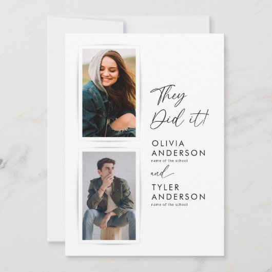 Faire-part photo de double diplôme (Devant)