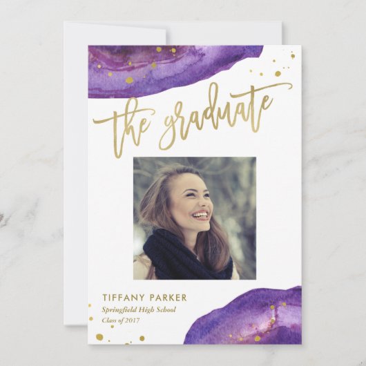 Faire-part Photo de fête de remise de diplôme avec géode viol (Devant)