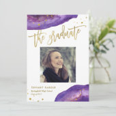 Faire-part Photo de fête de remise de diplôme avec géode viol (Debout devant)