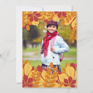 Faire-part photo de feuilles rustiques rouges et d