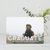 Faire-part photo de fin d'études clairement indiqu (Debout devant)