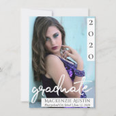 Faire-part Photo de fin d'études | Script Chic Simple Keepsak (Devant)
