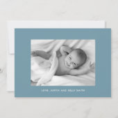 Faire-part Photo de garçon À damiers bleu (Dos)