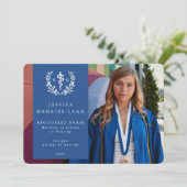 Faire-part Photo de graduation de l'infirmière autorisée bleu (Debout devant)